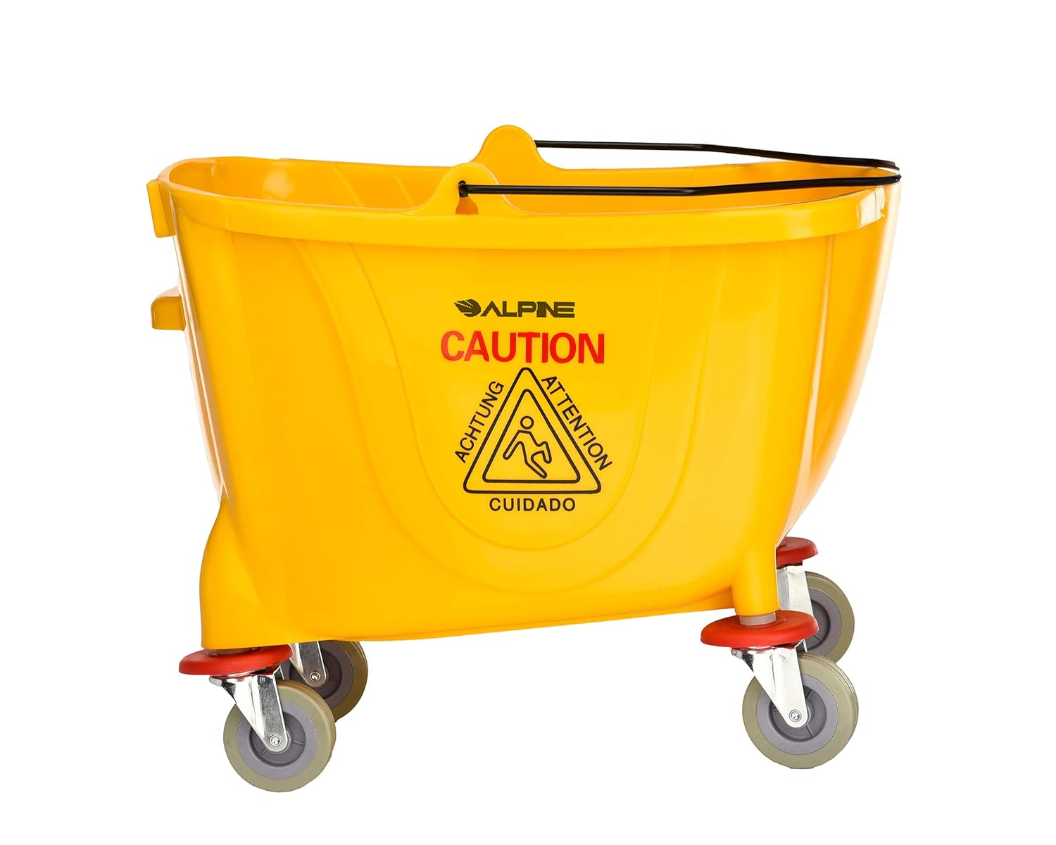 Alpine Industries Mop Bucket & Side Wringer Combo - Heavy Duty, 36 Qt, Yellow