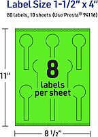 Avery Printable Lollipop Labels – Sure Feed Technology, 1-1/2" x 4", Neon Green, Print-to-the-Edge, Laser/Inkjet
