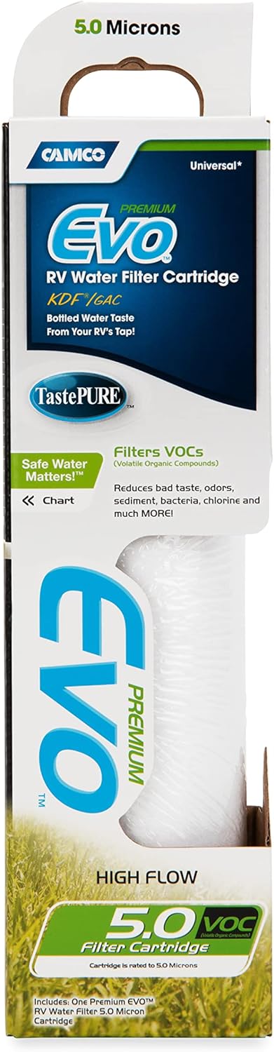 Camco Evo Camper/RV Water Filter + Premium Replacement Cartridge Bundle EVO Water Filter + Cartridge