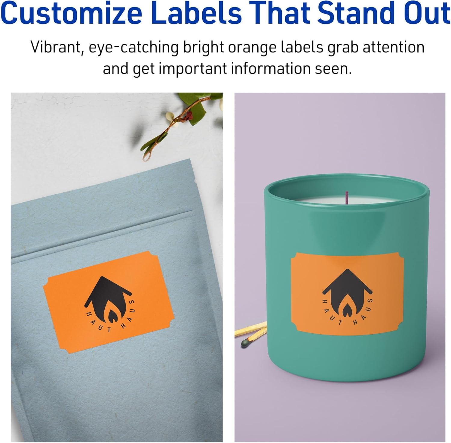 Avery Printable Rectangle Scalloped Labels, Sure Feed Technology, 2" x 3", Bright Orange, Print-to-the-Edge, Laser/Inkjet