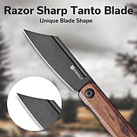 SENCUT Bronte Folding Pocket Knife with Front Flipper, 3.38 Inch 9Cr18MoV Reverse Tanto Blade