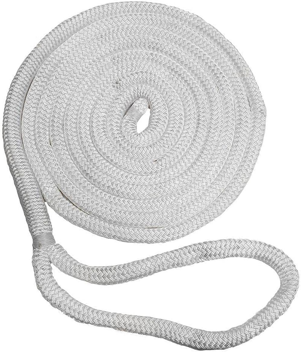 New England Ropes 5/8" Double Braid Dock Line - White/Gold w/Tracer - 25'
