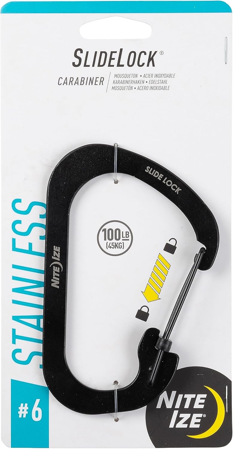 Nite Ize SlideLock Carabiner Stainless Steel 1 Count (Pack of 1) Black