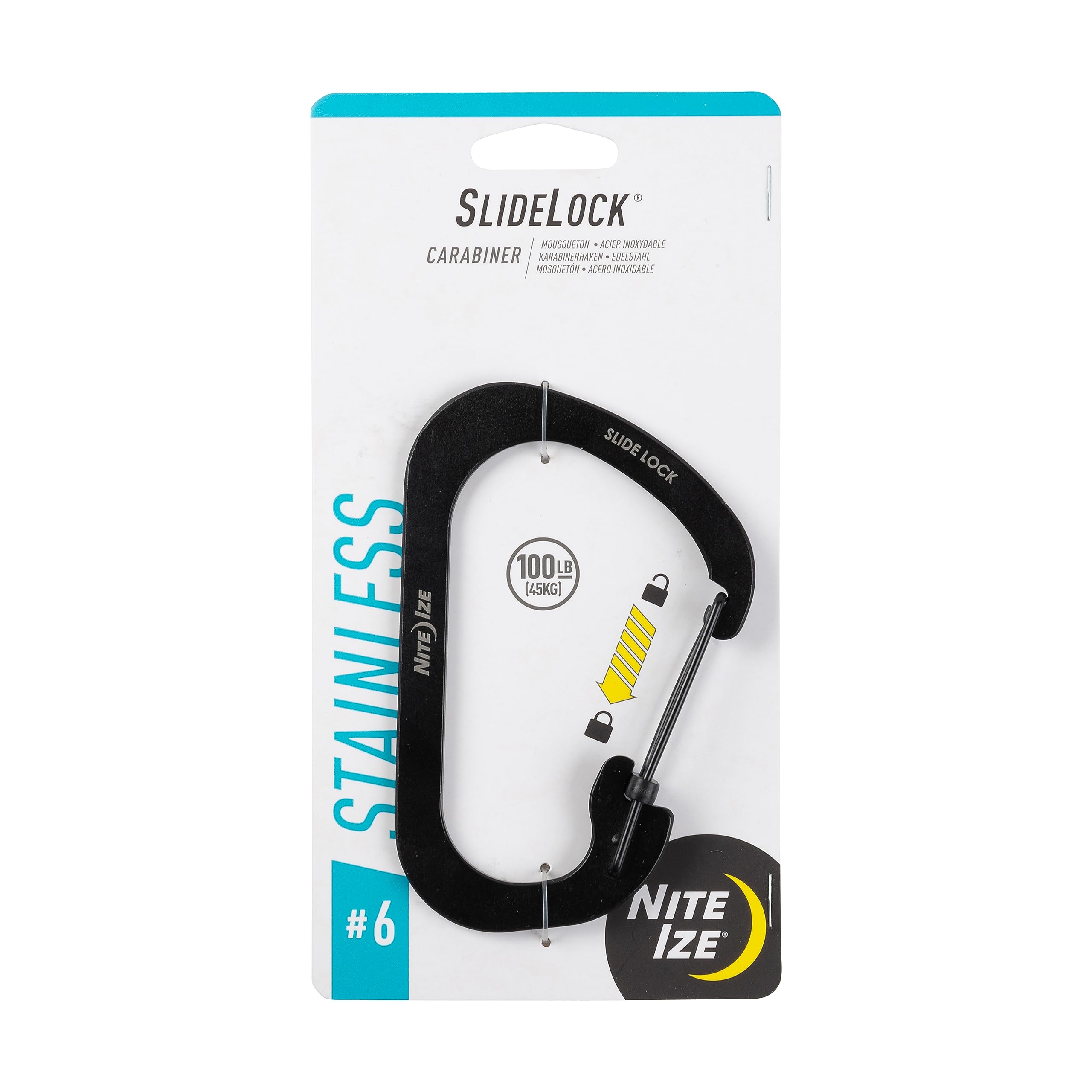 Nite Ize SlideLock Carabiner Stainless Steel 1 Count (Pack of 1) Black