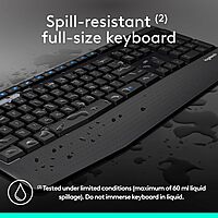 Logitech MK345 Wireless Keyboard and Mouse Combo with Palm Rest, 2.4 GHz USB Receiver, Compatible with PC, Laptop