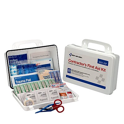 First Aid Only 9301-25P 25-Person Contractor's First Aid Kit for Home Renovation, Job Sites, and Construction Vehicles