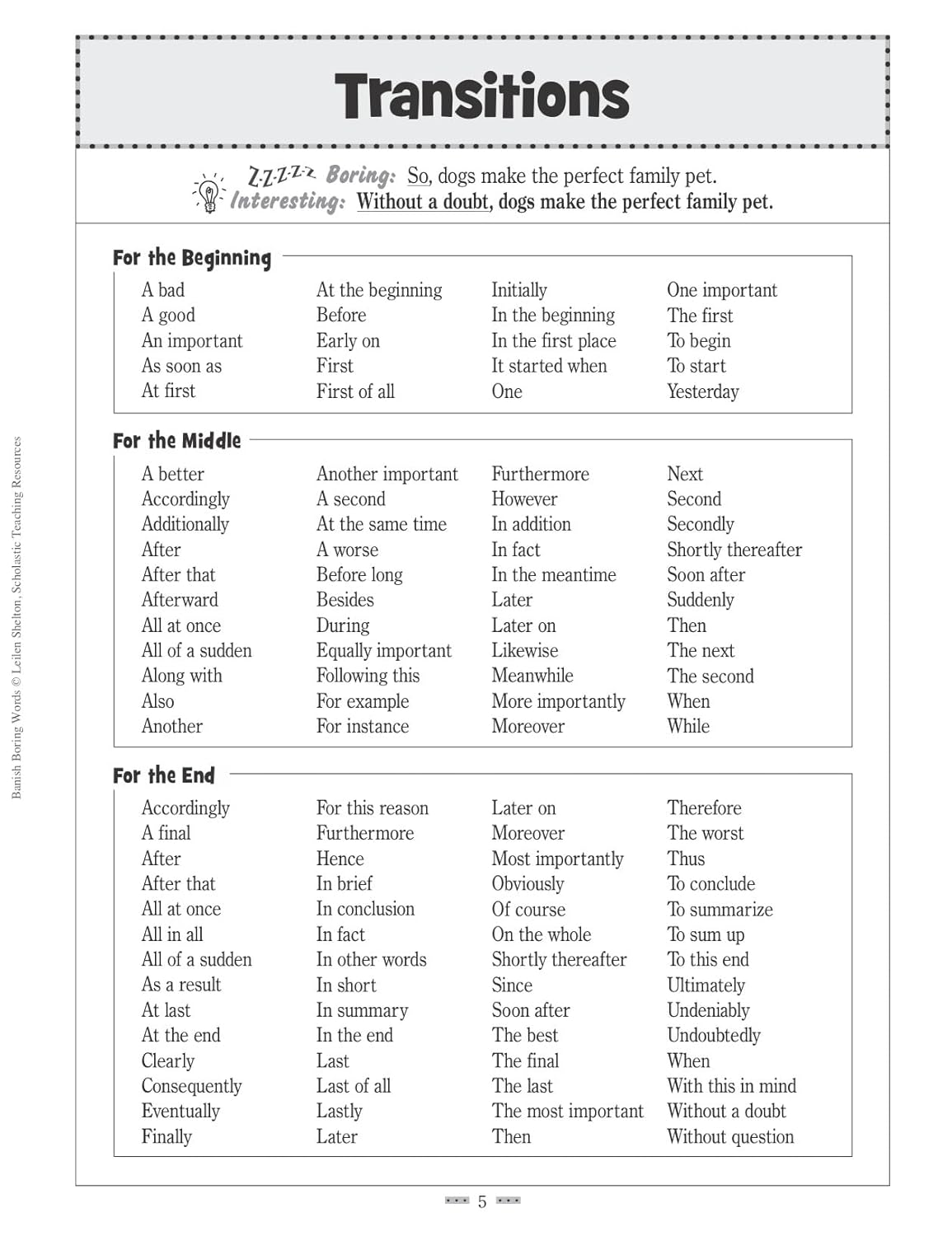 Banish Boring Words!: Dozens of Reproducible Word Lists for Helping Students Choose Just-Right Words to Strengthen Their