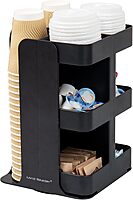 Mind Reader Cup Condiment Carousel, Countertop Organizer, Coffee Bar Accesories, Kitchen, Stirrers, 8" L x 8" W x 12" H, Black