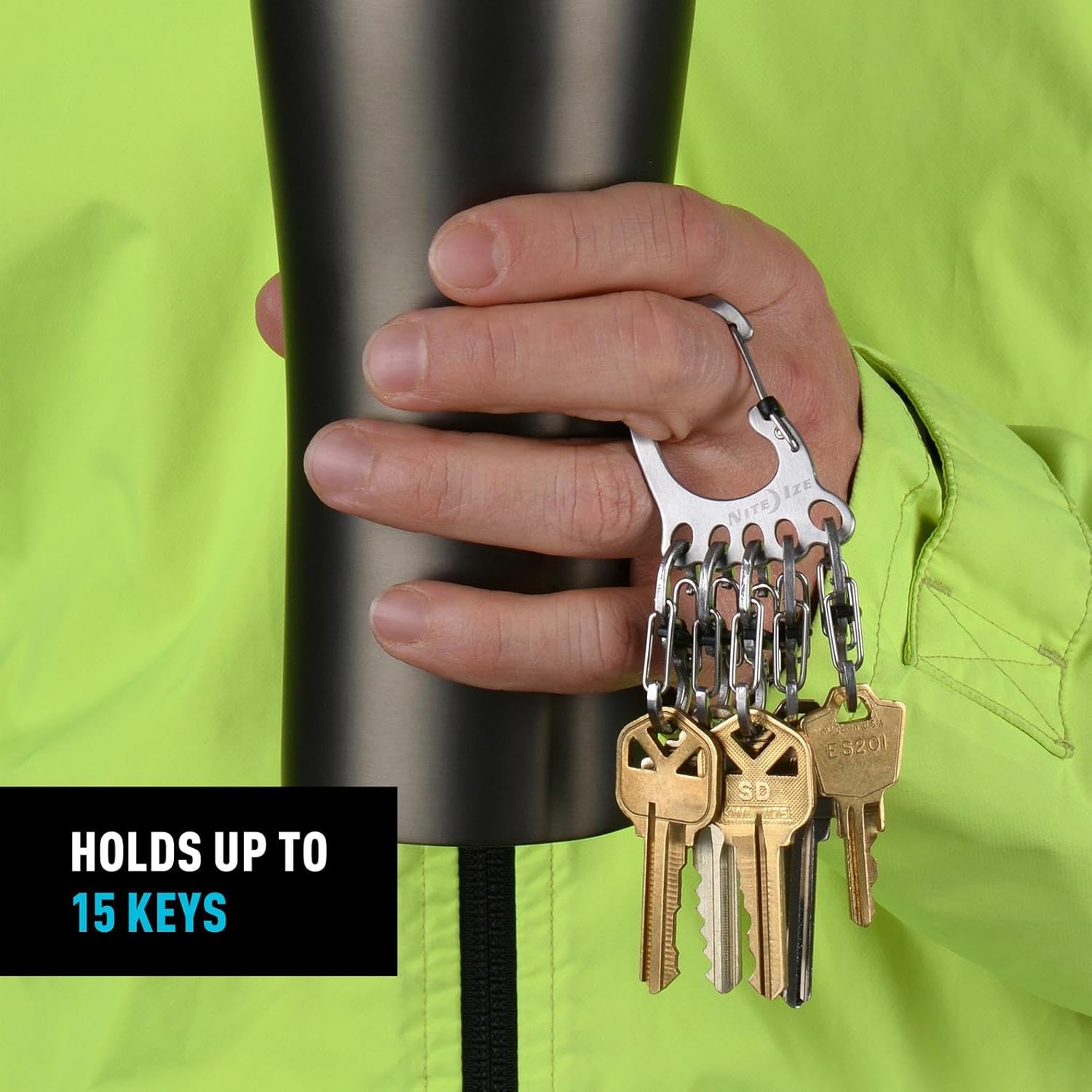 Nite Ize BigFoot Locker KeyRack Stainless Steel Key Holder with S-Biner MicroLocks