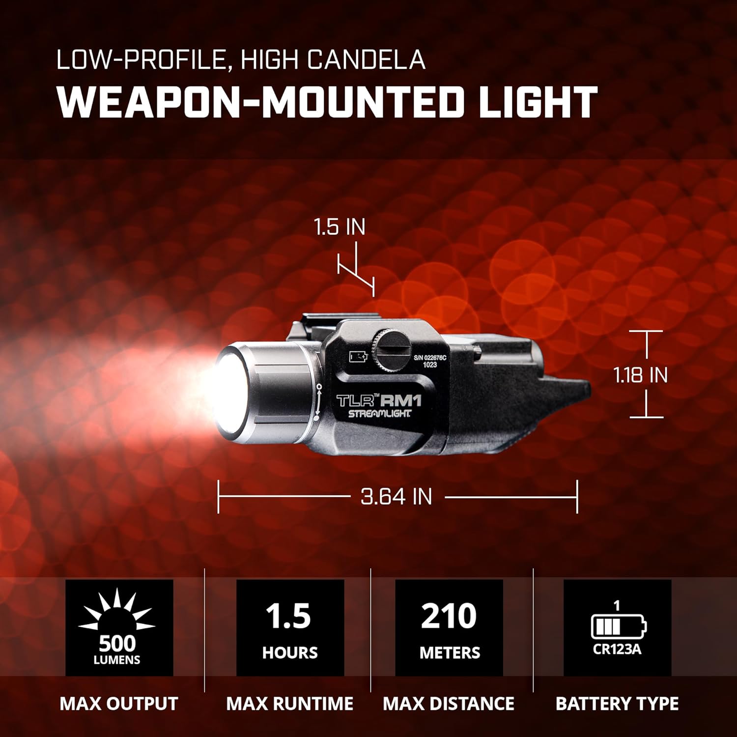Streamlight 69442 TLR RM 1 500-Lumen Low-Profile Rail Mounted Tactical Lighting System with Dual Remote Switch