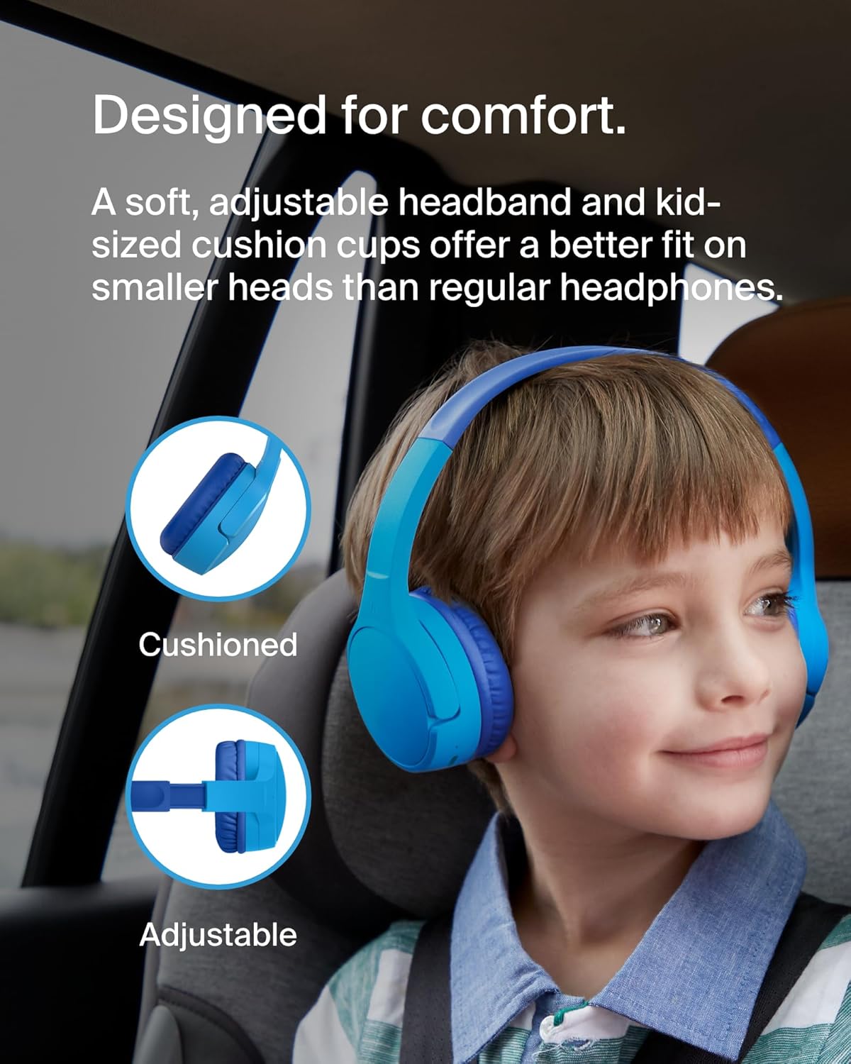 Belkin SoundForm Children's Mini Wireless Headphones with Built-in Microphone and Fun Sticker 30 Hours Playback