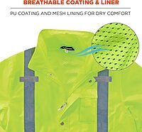 Ergodyne GloWear 8365 Rain Jacket, High Visibility, Reflective, ANSI Compliant outerwear Lime, X-Large
