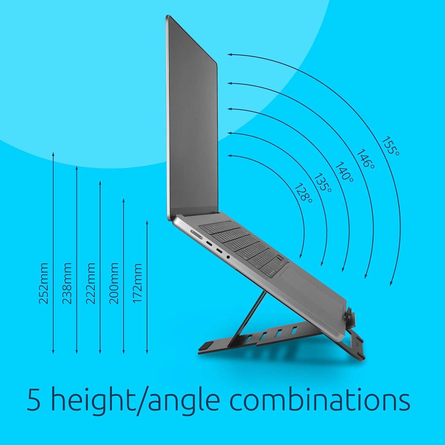 Kensington Adjustable Aluminum Laptop Stand for Desk, Ultra-Slim Lightweight Foldable Portable Notebook Holder