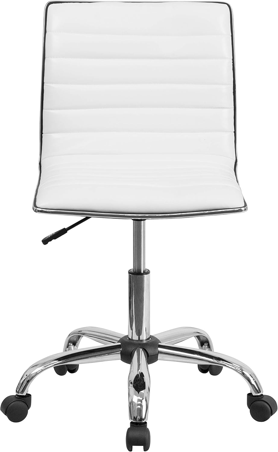 Flash Furniture Alan Low-Back Ribbed Upholstered Vinyl Swivel Desk Chair with Padded Seat