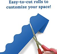 Carson Dellosa 6 Rolls of 216 Ft Scalloped Bulletin Board Borders, Blue, Yellow, Green, Red