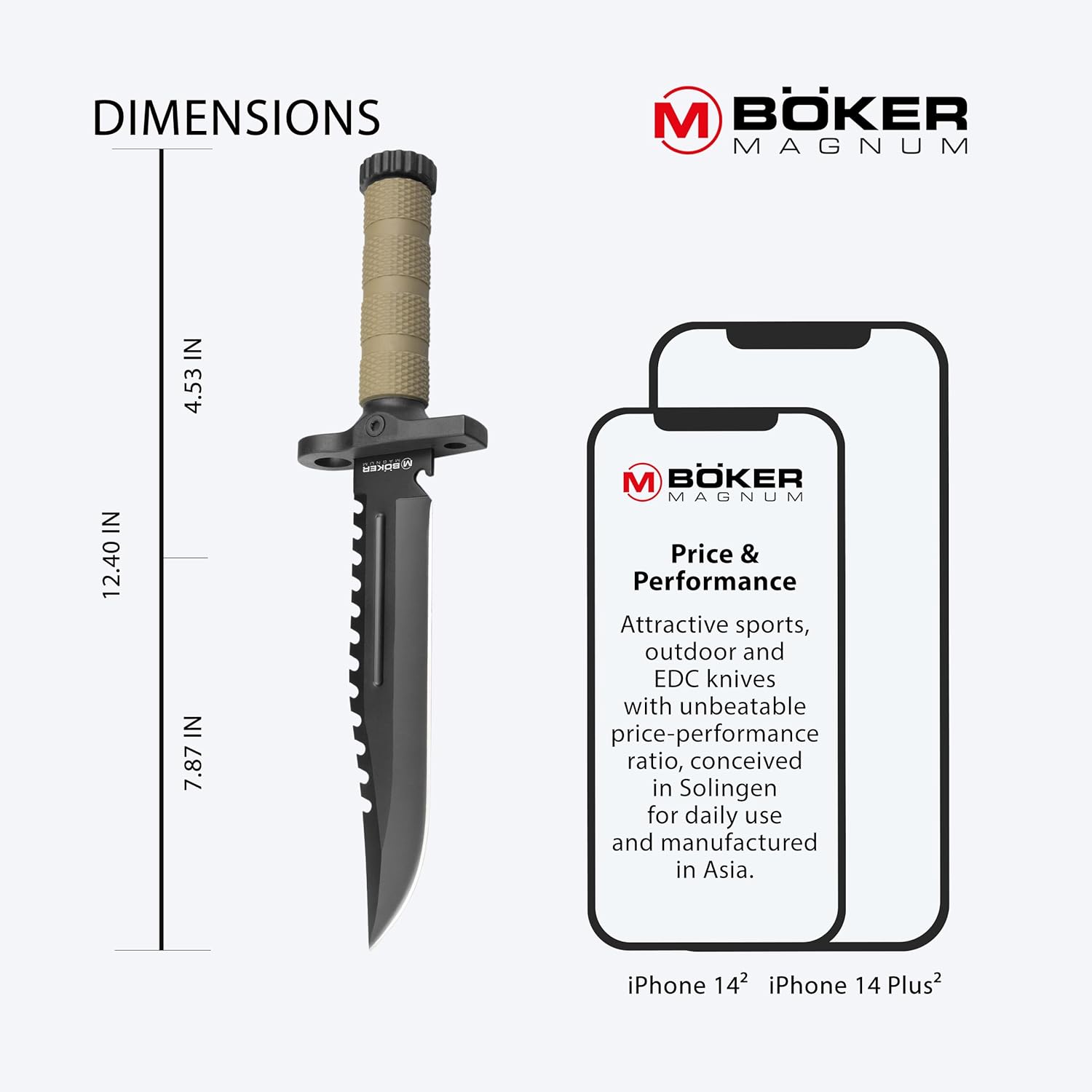 Boker Magnum M-Spec Survival Fixed Blade Knife 02SC005 Multi
