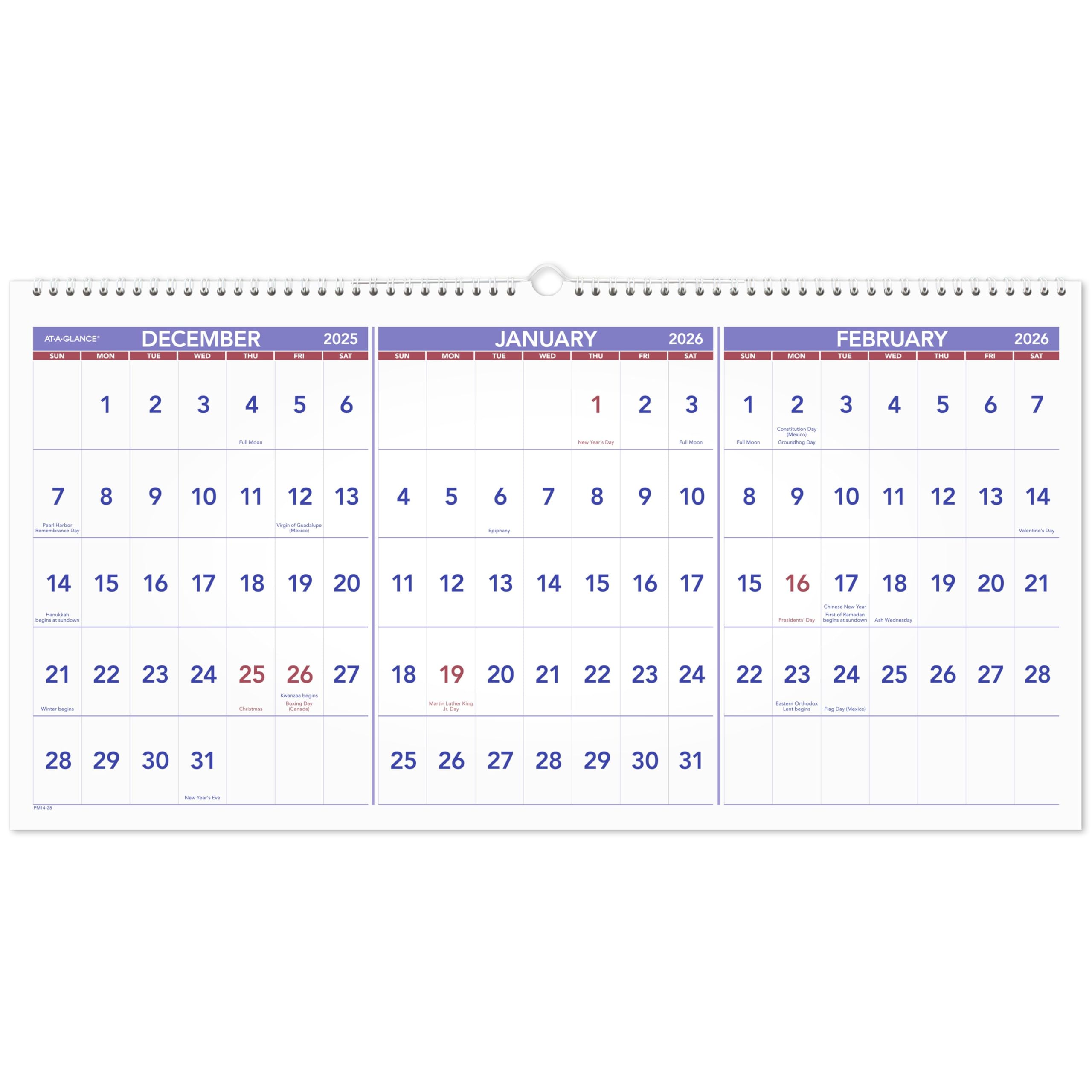 AT-A-GLANCE Three-Month Reference Wall Calendar