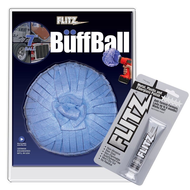 Flitz Buff Ball - Extra Large 7" - White w/1.76oz Tube Flitz Polish
