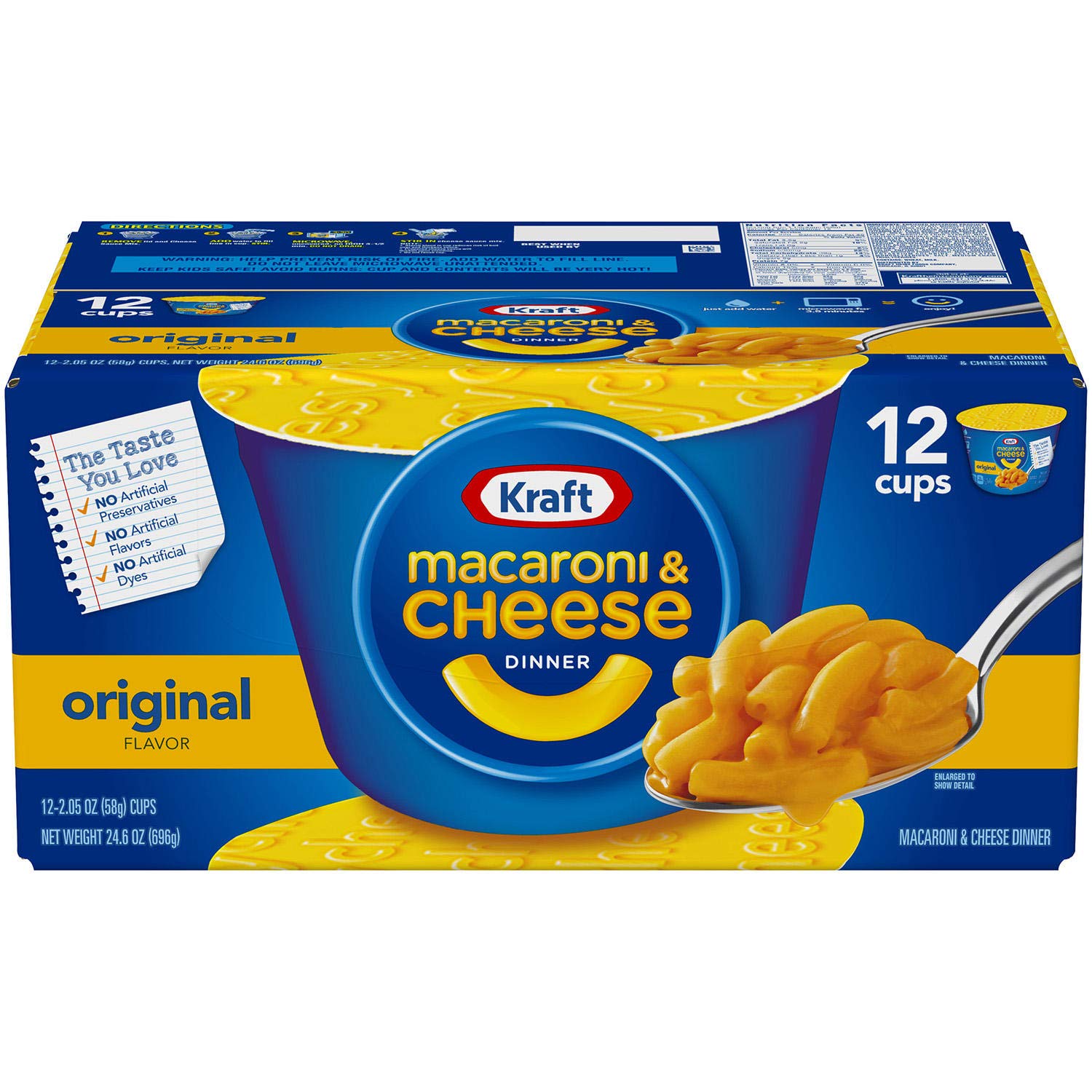 Kraft Easy Mac Original Cheese, 2.05-Ounce Microwavable Cups (Pack of 12) (Original, Pack of 12 (2.05-Ounce))