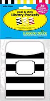 BARKER CREEK Peel & Stick Library Pockets, Wide Stripes, 3 Designs, Great for Holding Library, Index, and Flash Cards, Hall Passes, Recipes, and More! 3-1/2" x 5-1/8", 30 per Pkg (1246), Assorted
