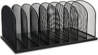 Safco Onyx Desk Organizer, 8 Side by Side Vertical Compartments, Office and Classroom Mailbox , Paper and Mail Sorter, Steel Mesh, Black