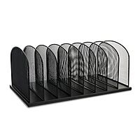 Safco Onyx Desk Organizer, 8 Side by Side Vertical Compartments, Office and Classroom Mailbox , Paper and Mail Sorter, Steel Mesh, Black