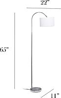 Simple Designs LF2005-WHT Arched Brushed Nickel Floor Lamp with White Fabric Shade White No Bulb