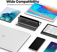 MP Mobile Pixels Upright Laptop Cradle Stand 3-in-1 Design, Adjustable Desktop Aluminum Stand for Smartphones, Tablets, Laptops, Books (Black)