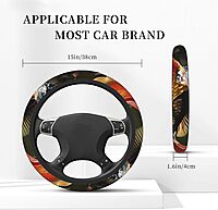 Safflower Flying Fish Printed Car Steering Wheel Cover for Men Women - Universal Anti-Slip Cute Steering Wheel Cover Car