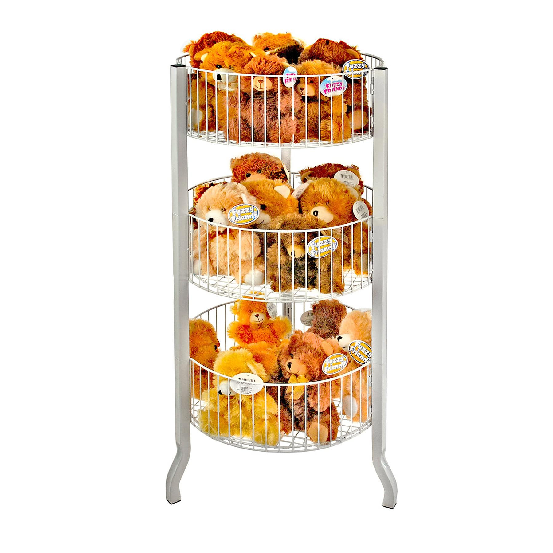 Azar Displays 300703 3 Tiered Round Wire Dump Bins, White