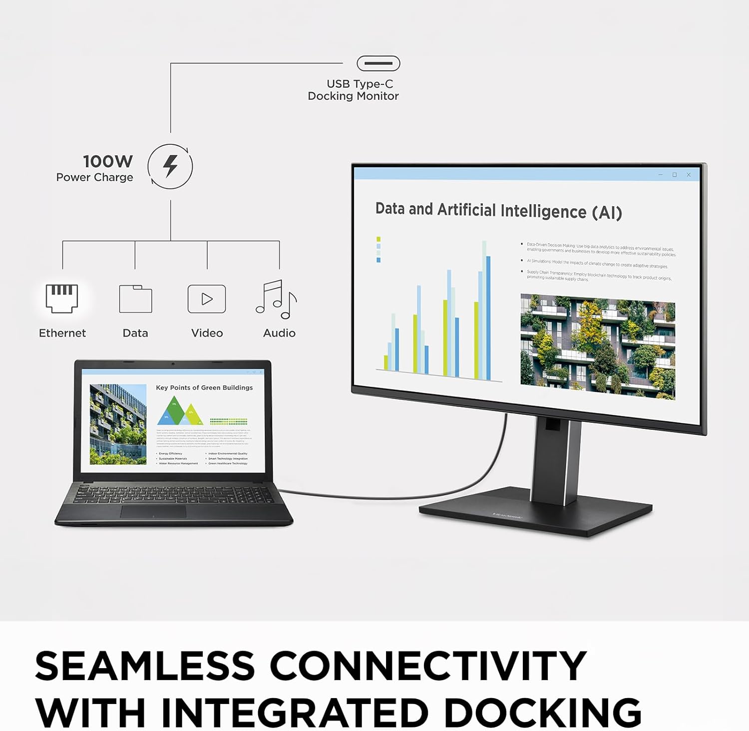 VIEWSONIC USB-C Docking Monitor with 100W, 5-Port USB Hub, HDMI & DisplayPort (Daisy Chain)