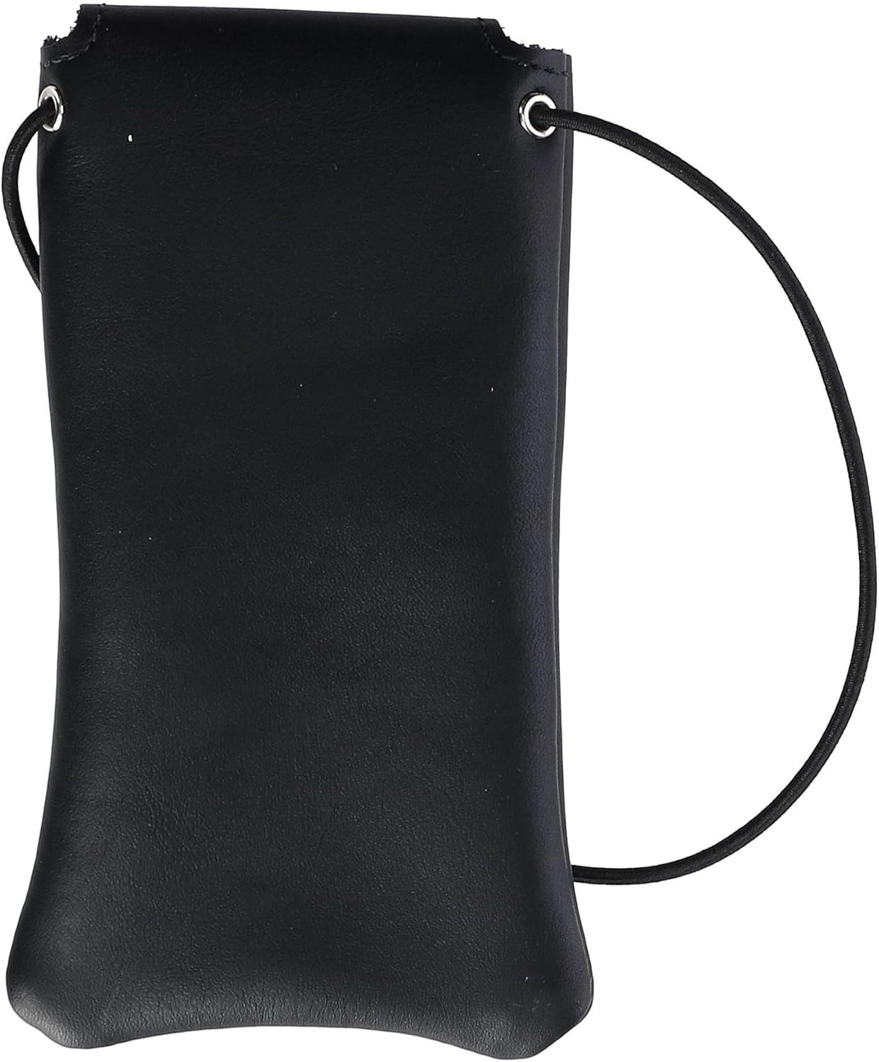 Boston Leather Solid Leather Eyeglass Case with Neck String, Black