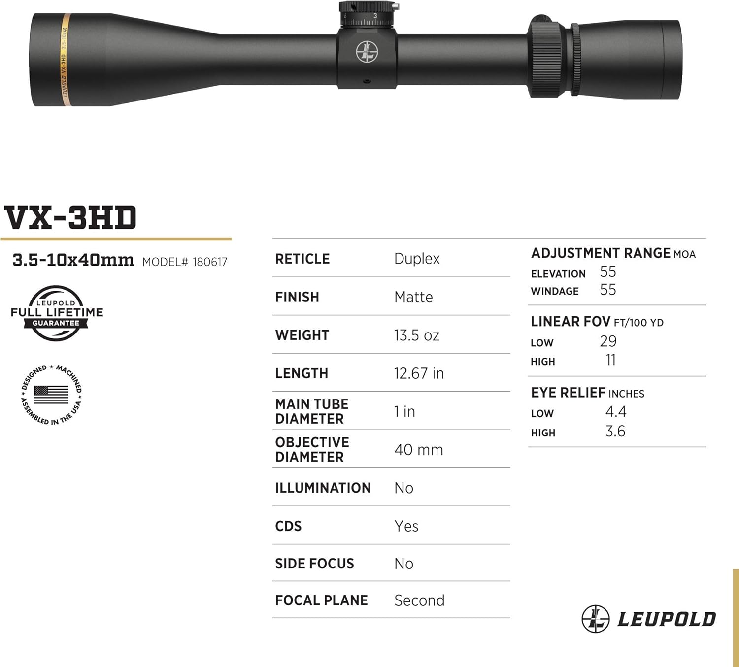 Leupold VX-3HD Riflescope with CDS-ZL ZeroLock Dial
