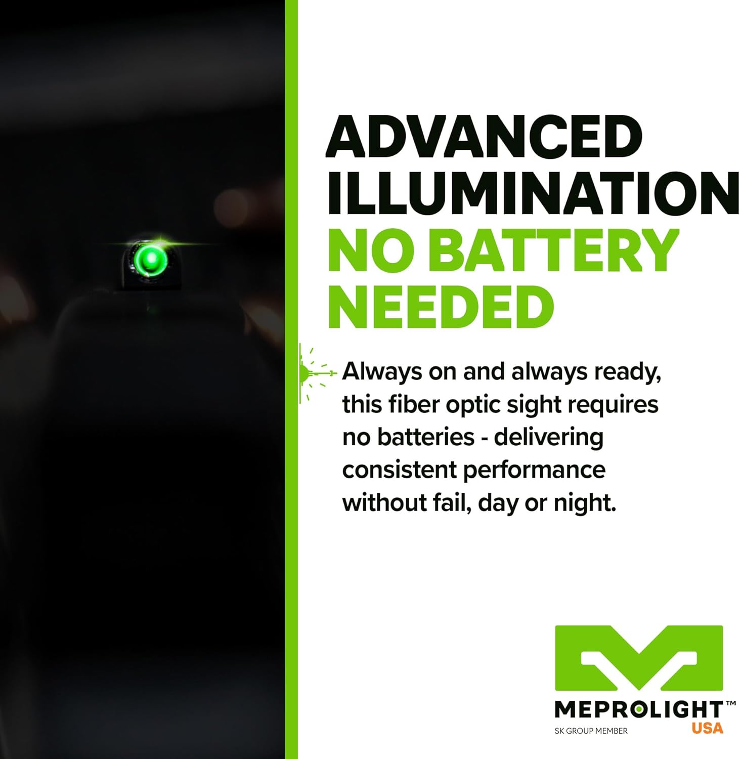 Meprolight Mepro FT Green Bullseye Front Sight - Fiber-Optic Day/Night Tritium Pistol Sight