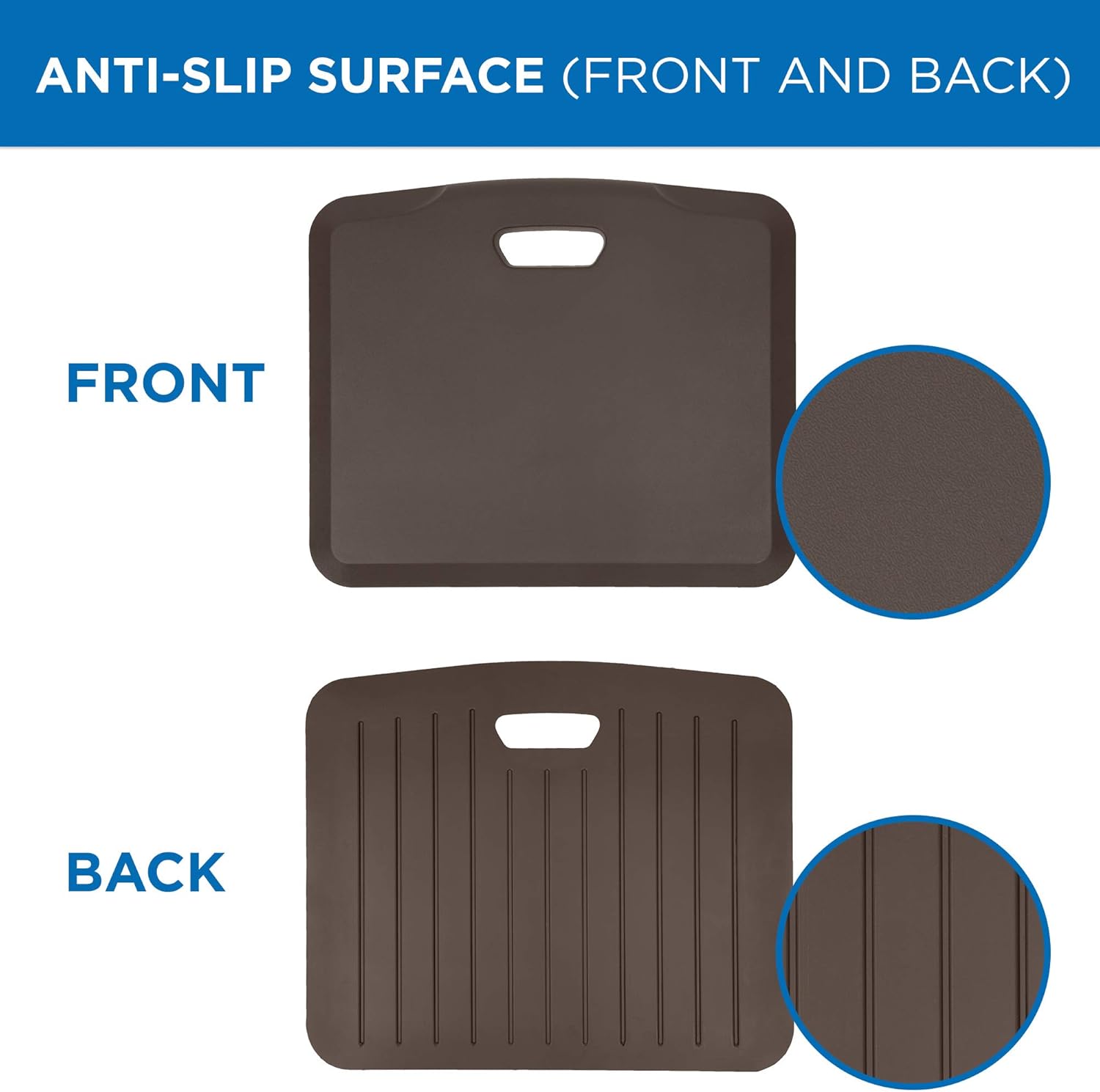 Mount-It! Standing Desk Floor Mat | Brown Standing Comfort Mat for Standing Desk, Home, Office, Kitchen