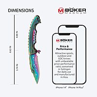 Boker 01LG318 Rainbow Mermaid Folding Knife with 440A Stainless Steel Blade, 3-1/4", Magnum