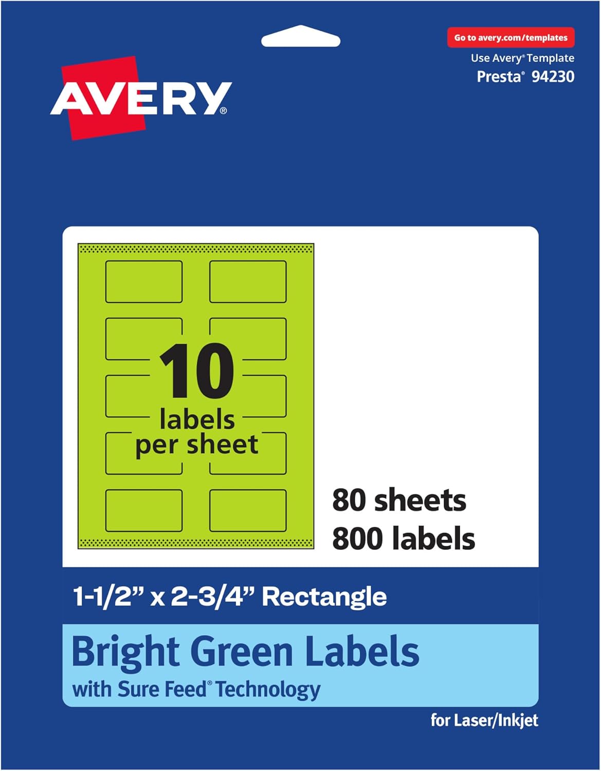 Avery Printable Rectangle Labels with Sure Feed Technology - Print-to-the-Edge