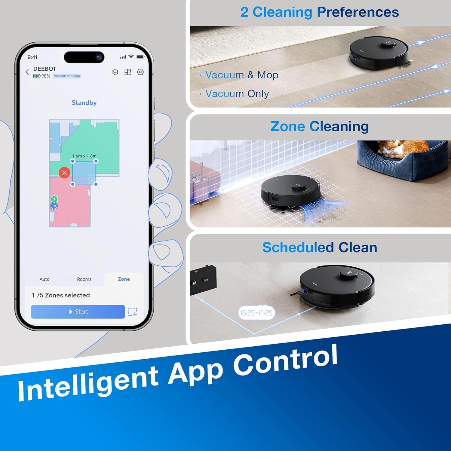 Ecovacs DEEBOT N20 PRO Robot Vacuum Cleaner - 8000Pa Suction, 300min Runtime - Black