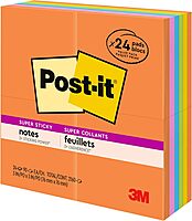 Post-it Super Sticky Notes, 24 Sticky Note Pads, 3 x 3 in., School Supplies for Students, Ideal for Textbooks, Notebooks