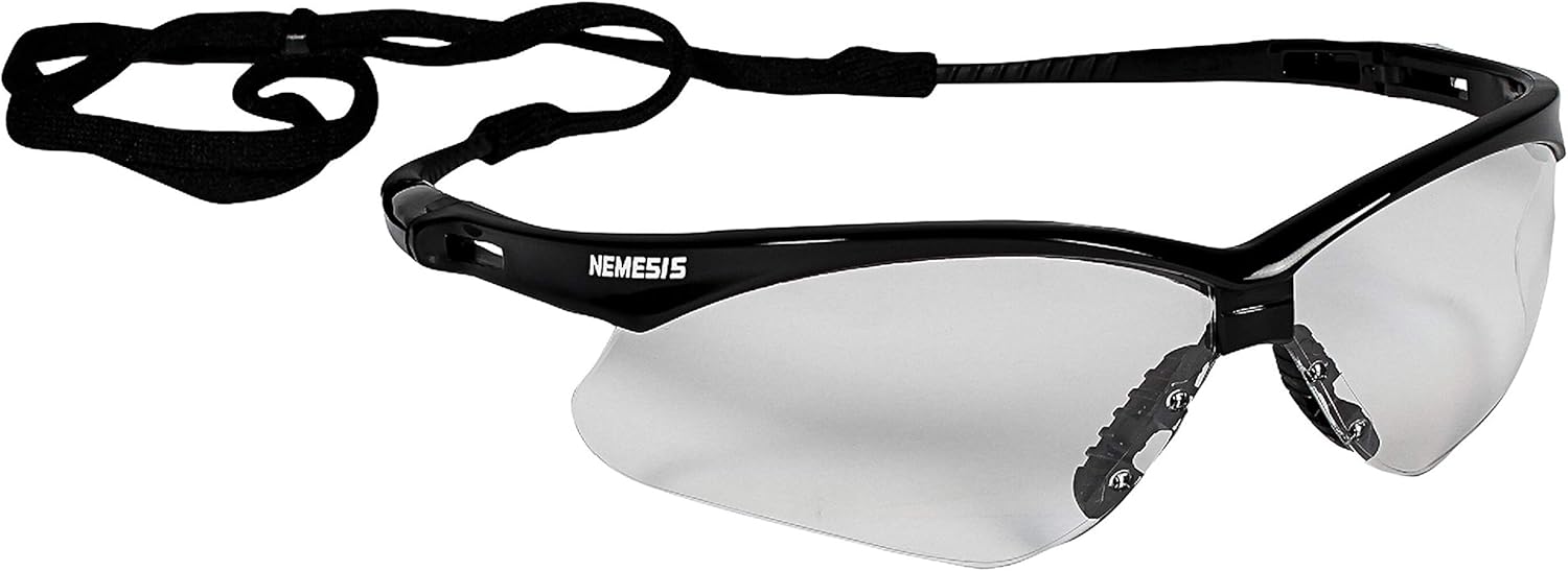 KLEENGUARD V30 Nemesis Safety Glasses/Sunglasses, 25679 Black Frame, Clear Anti-Fog Lens (6 Pair)