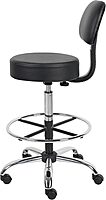 Adjustable Drafting Stool with Back and Removable Foot Rest: 28 to 34" Seat Height, 16 x 16" Seat