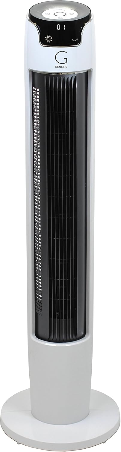 Genesis Powerful 43 Inch Oscillating Tower Fan with Max Air Quiet Technology and Remote, White (G5TOWERFAN)