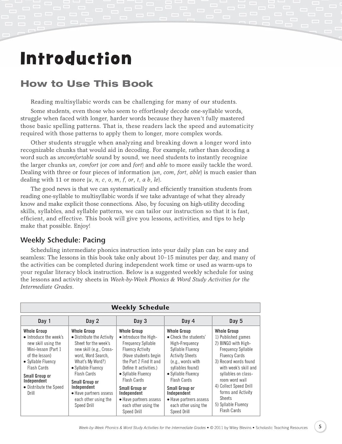 Scholastic Week By Week Phonics and Word Study for the Intermediate Grades, Grades 3-6
