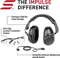 Safariland Impluse Range Kit - Includes Foam Impulse Hearing Protection, Ultra Compact Earmuffs, and HD Flex Protective Eyewear