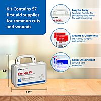 First Aid Only 6060 All-Purpose 10-Person Emergency First Aid Kit for Business, Worksite, Home, and Car, 57 Pieces