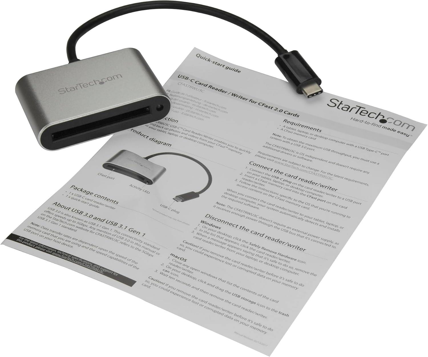 StarTech.com Portable USB 3.0 Memory Card Reader - CFast SD microSD