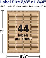 AVERY Kraft Brown Rectangle Labels, Sure Feed Technology, 2/3" x 1-3/4"