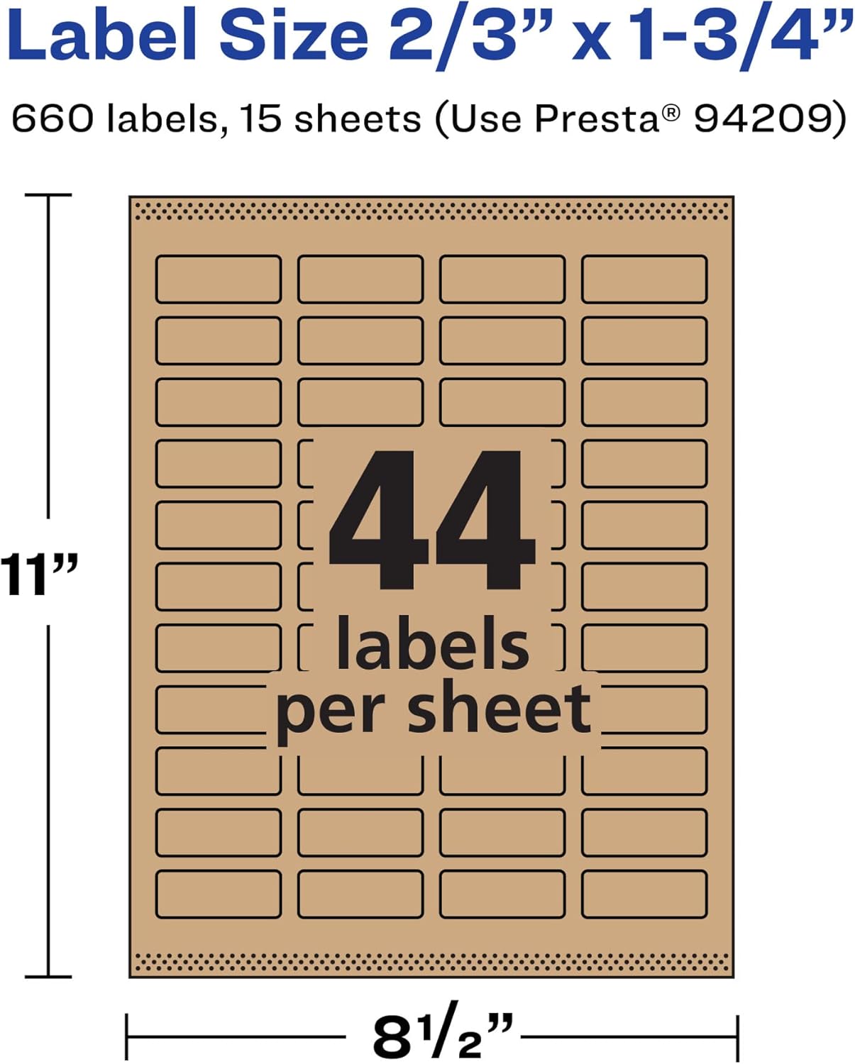AVERY Kraft Brown Rectangle Labels, Sure Feed Technology, 2/3" x 1-3/4"