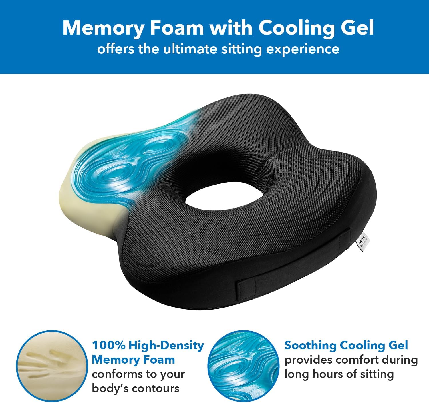 Mount-It! Office Seat Cushion, Premium Ergonomic Memory Foam with Cooling Gel