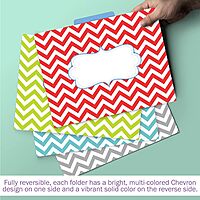 Barker Creek Designer File Folders Set of 12, Beautiful Chevron, Multicolor Chevrons on Outside, Soft Colors on Inside
